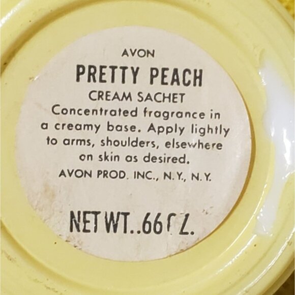 Vintage Avon Pretty Peach Cream Sachet - Empty with Peaches on Lid - Picture 2 of 9